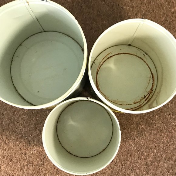 Vintage Tin Canister Set Yellow Flowers Kitchen - Picture 7 of 13